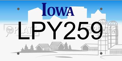LPY259 Iowa License Plate
