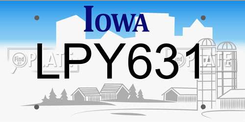 LPY631 Iowa License Plate