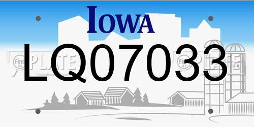 LQ07033 Iowa License Plate
