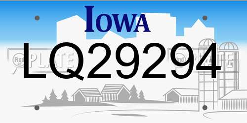 LQ29294 Iowa License Plate