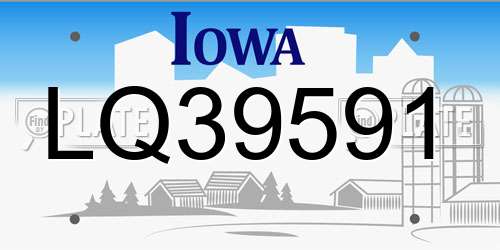 LQ39591 Iowa License Plate