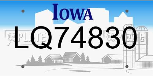 LQ74830 Iowa License Plate