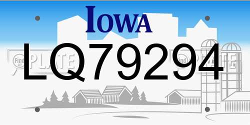 LQ79294 Iowa License Plate