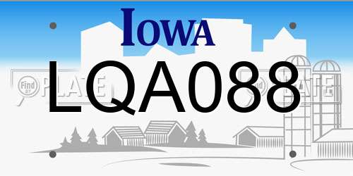 LQA088 Iowa License Plate