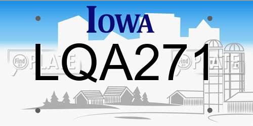 LQA271 Iowa License Plate