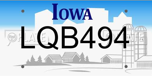 LQB494 Iowa License Plate