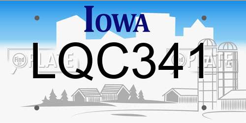 LQC341 Iowa License Plate