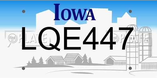 LQE447 Iowa License Plate
