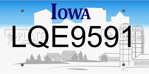 LQE9591 Iowa License Plate
