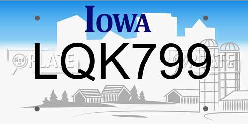 LQK799 Iowa License Plate