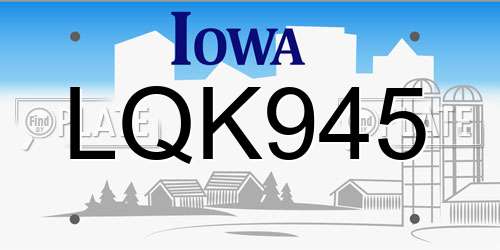 LQK945 Iowa License Plate