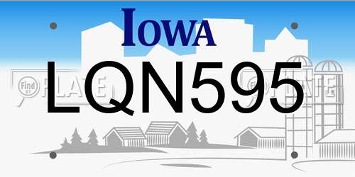 LQN595 Iowa License Plate