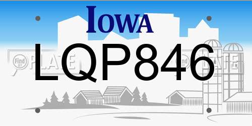 LQP846 Iowa License Plate