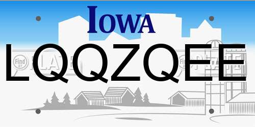LQQZQEE Iowa License Plate