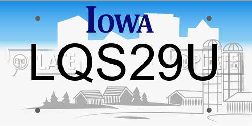 LQS29U Iowa License Plate