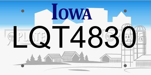 LQT4830 Iowa License Plate