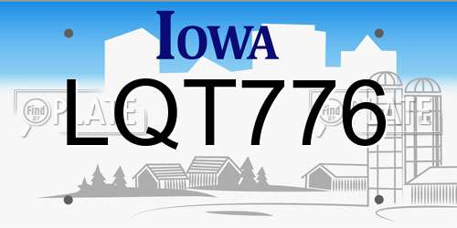 LQT776 Iowa License Plate