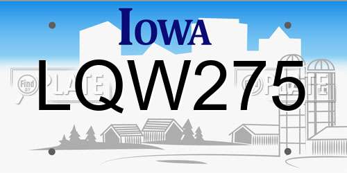LQW275 Iowa License Plate