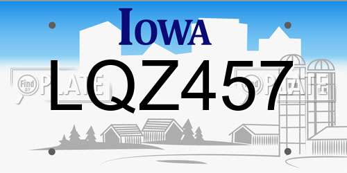 LQZ457 Iowa License Plate