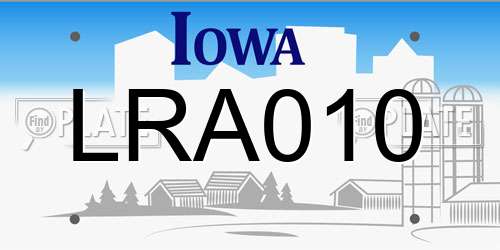LRA010 Iowa License Plate