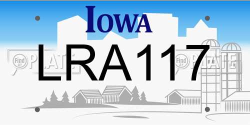 LRA117 Iowa License Plate