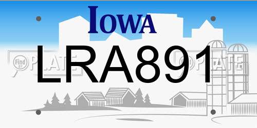 LRA891 Iowa License Plate
