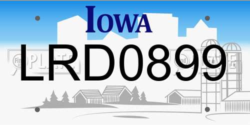 LRD0899 Iowa License Plate