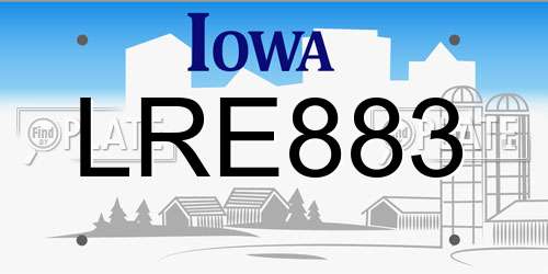 LRE883 Iowa License Plate