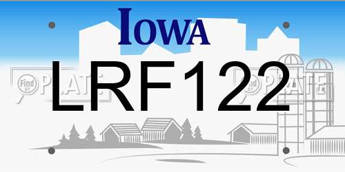 LRF122 Iowa License Plate