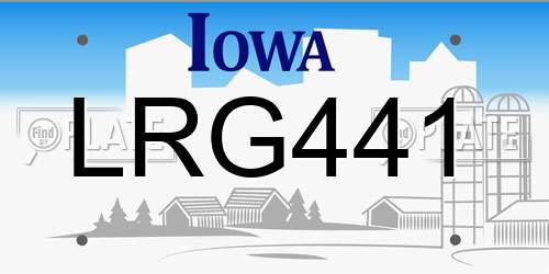 LRG441 Iowa License Plate