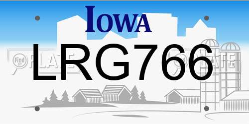 LRG766 Iowa License Plate
