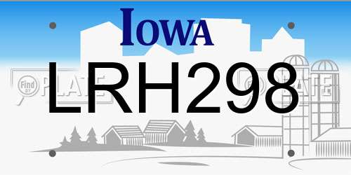 LRH298 Iowa License Plate