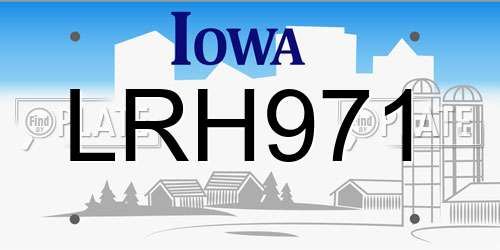 LRH971 Iowa License Plate