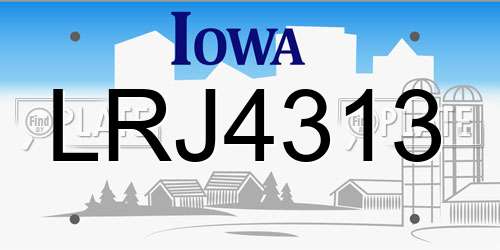 LRJ4313 Iowa License Plate