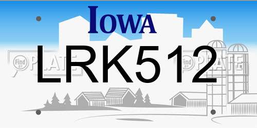 LRK512 Iowa License Plate