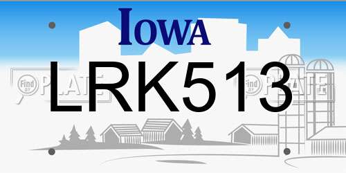 LRK513 Iowa License Plate