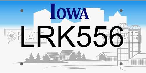 LRK556 Iowa License Plate