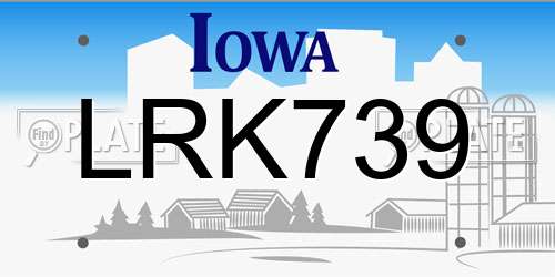 LRK739 Iowa License Plate