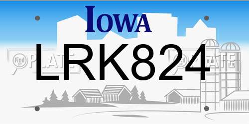 LRK824 Iowa License Plate