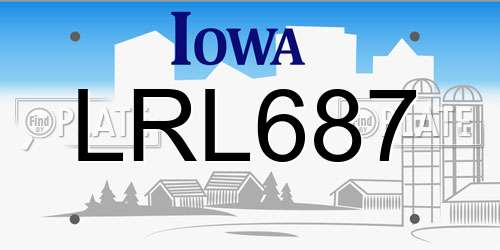 LRL687 Iowa License Plate