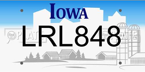 LRL848 Iowa License Plate