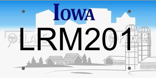 LRM201 Iowa License Plate