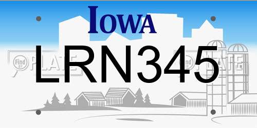 LRN345 Iowa License Plate