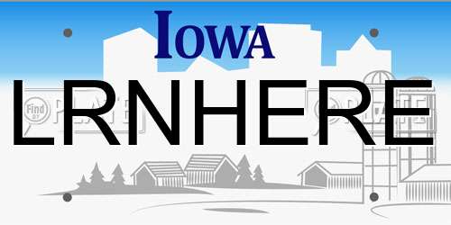 LRNHERE Iowa License Plate