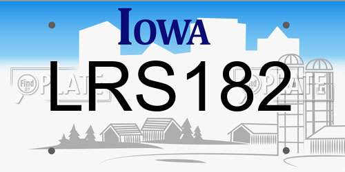 LRS182 Iowa License Plate
