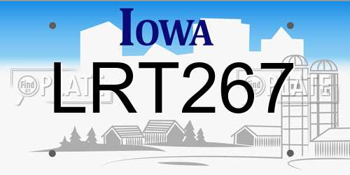LRT267 Iowa License Plate