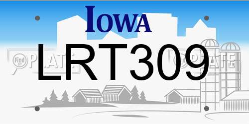 LRT309 Iowa License Plate