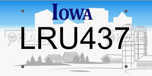 LRU437 Iowa License Plate