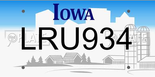 LRU934 Iowa License Plate