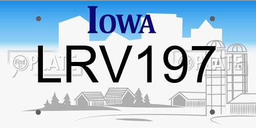 LRV197 Iowa License Plate